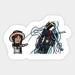 Lady-in-waiting Throw Box To Crescent Knight Cartoon Sticker